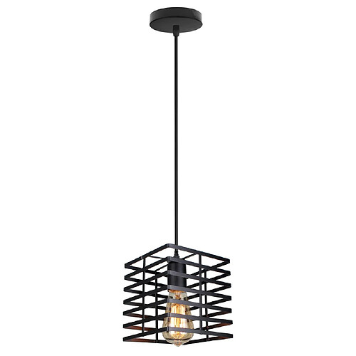 Stoex Suspension luminaire industrielle style vintage forme cage fer Ø 22cm E27 noir pour chambre salon salle à manger cuisine,bar