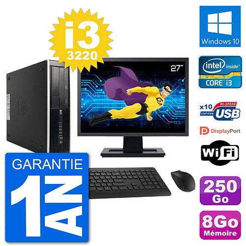 PC HP Compaq Pro 6300 SFF Ecran 27" i3-3220 RAM 8Go Disque 250Go Windows 10 Wifi · Occasion