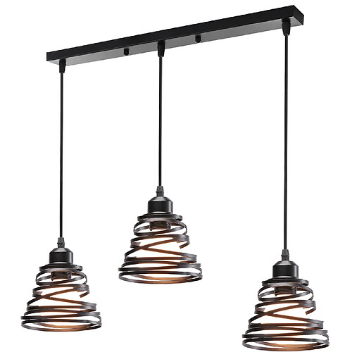 Stoex Plafonnier Rétro Moderne 3 Lumières Lustre D'Intérieur Suspension Luminaire Vintage Suspension Lustre en Métal Noir, Pour Chambre À Coucher, Salon