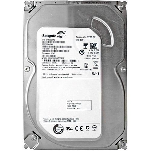 Seagate Technology HDD 500 Go 3.5" SEAGATE BARRACUDA · Reconditionné