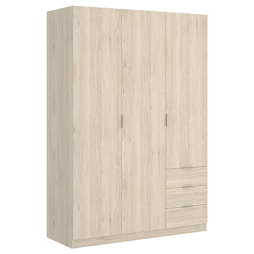 MIRAKEMUEBLE Armoire 3 portes et 3 tiroirs Essen Chêne naturel