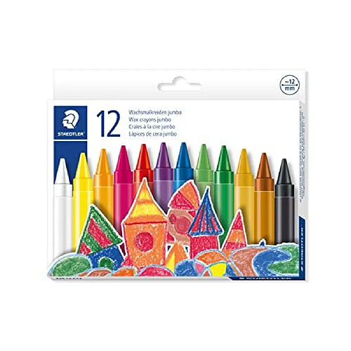 Promark STAEDTLER - Noris Jumbo 229 - Etui Carton 12 Craies À la Cire Assorties Diam. 12 mm - 229 12 C12