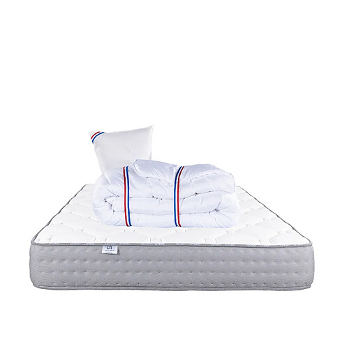 LUXURY LITERIE Matelas 90x190 cm, Zen, 20 cm, mémoire de forme, ferme, face été/hiver + 1 oreiller + couette