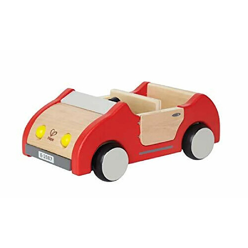 Voiture familiale Hape Dollhouse Jouet de voiture de maison de poupAes en bois, accessoire de vAhicule A pousser pour ensemble complet de meubles de maison de poupAe rouge, L : 8,9, l : 3,5, H : 5,1 pouces