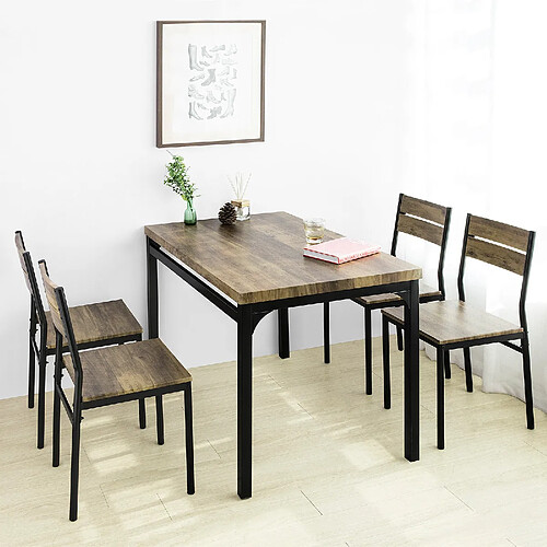 SoBuy OGT28-N + FST72-Nx4 Table de Salle à Manger avec 4 Chaises Style Industriel