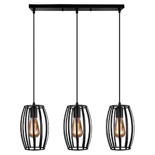 Stoex Suspensions Luminaires Industriel 3 Cage forme Olive , Lustre Abat-jour en Style Nordique E27 Noir pour Décor Restaurant Salle Chambre