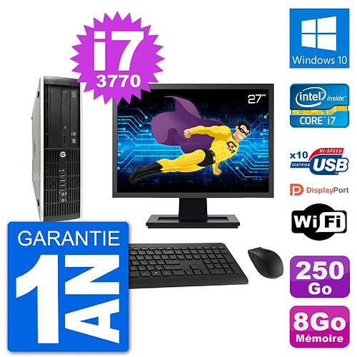 PC HP Compaq Pro 6300 SFF Ecran 27" i7-3770 RAM 8Go Disque 250Go Windows 10 Wifi · Occasion