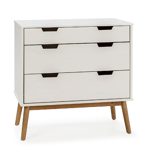 Vs Venta-Stock Commode Baku 3 tiroirs couleur blanc, 80 cm longueur