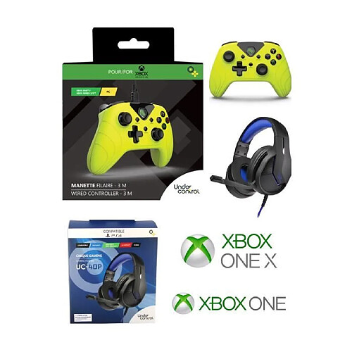 Under Control Casque Gamer PRO UC40 GAMER XBOX ONE/S/X/PC + Manette XBOX ONE-S-X-PC JAUNE POP