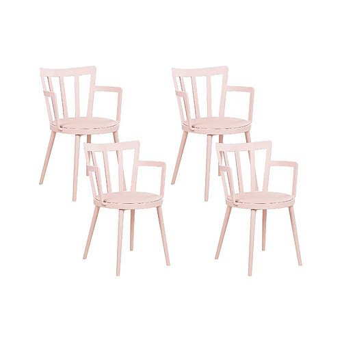 Beliani Chaise de salle à manger Set de 4 Rose pastel MORILL