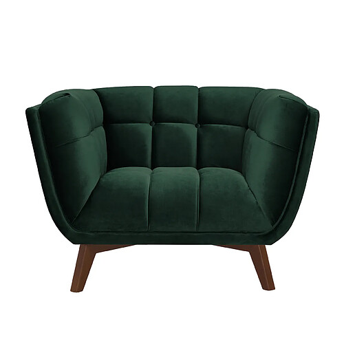 Rendez Vous Deco Fauteuil Mona en velours vert foncé