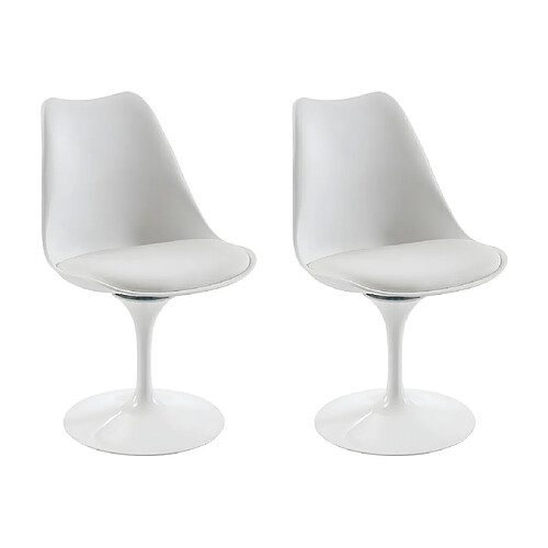 Vente-Unique Lot de 2 chaises en polypropylène, tissu et métal - Blanc - XAFY