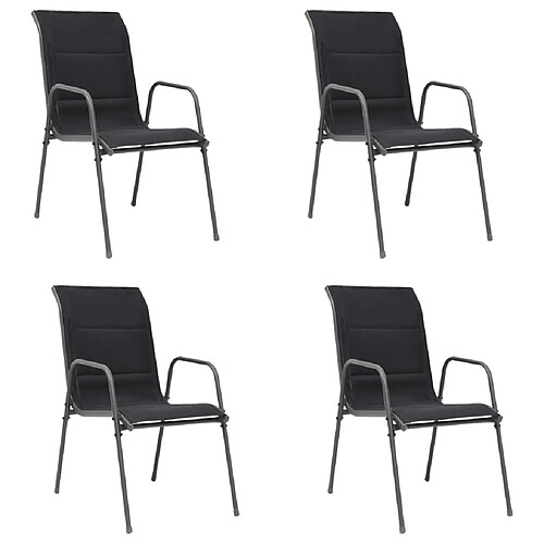 vidaXL Chaises empilables de jardin 4 pcs Acier et textilène Noir