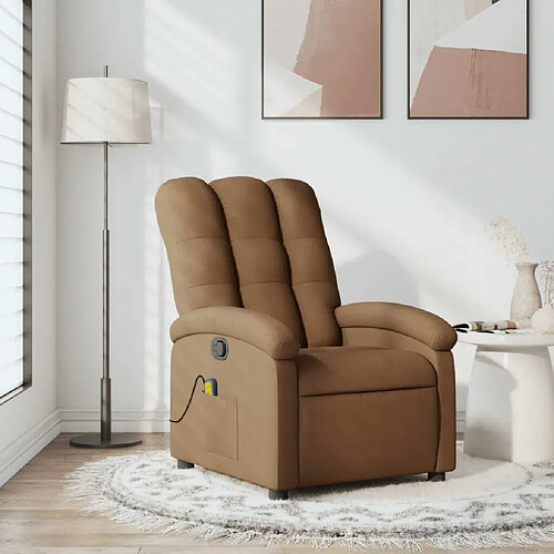 Maison Chic Fauteuil de massage inclinable,Fauteuil luxe de relaxation Marron Tissu -MN91625