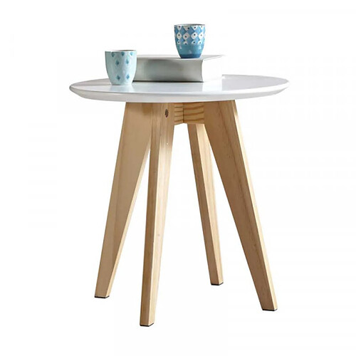 Dansmamaison Table d'appoint en bois Naturel et Blanc - NICE