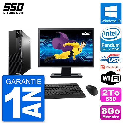 PC Lenovo M83 SFF Ecran 22" Intel G3220 RAM 8Go SSD 2To Windows 10 Wifi · Occasion