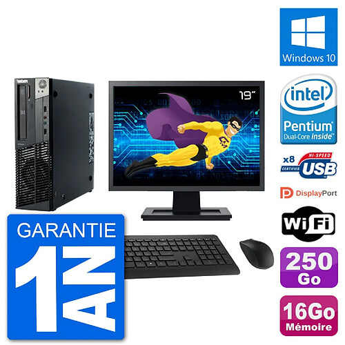 PC Lenovo M92p SFF Ecran 19" Intel G630 RAM 16Go Disque 250Go Windows 10 Wifi · Occasion