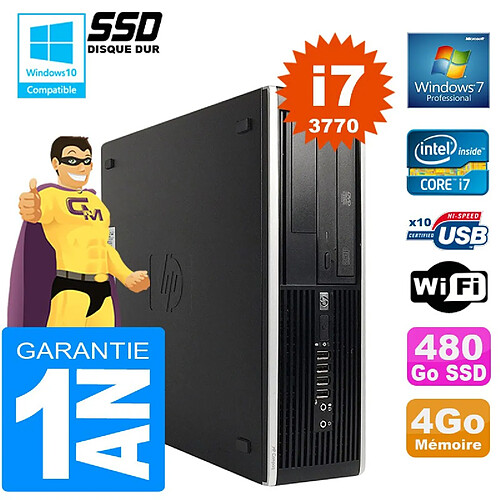 PC HP Compaq 8300 SFF Core I7-3770 Ram 4Go Disque 480 Go SSD Graveur DVD Wifi W7 · Occasion