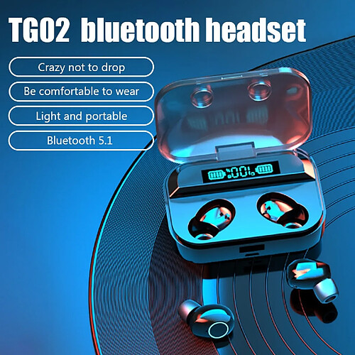 GUPBOO TWS TG02 casque sans fil Bluetooth Compatible 5.1 casque stéréo intra-auriculaire casque étanche contrôle tactile jeu Garni