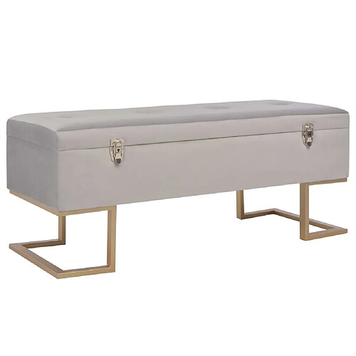 Helloshop26 Banc banquette avec compartiment de rangement 105 cm velours gris 02_0010879