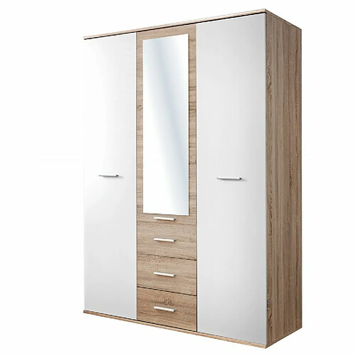 Paris Prix Armoire 3 Portes Dino 191cm Chêne & Blanc