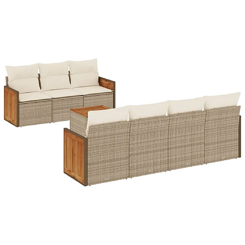 Maison Chic Salon de jardin avec coussins 8 pcs | Ensemble de Table et chaises | Mobilier d'Extérieur beige résine tressée -GKD62570