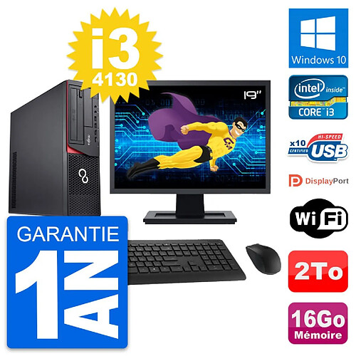 PC Fujitsu E920 DT Ecran 19" Intel i3-4130 RAM 16Go Disque 2To Windows 10 Wifi · Occasion