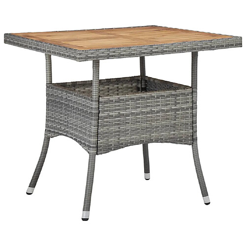 vidaXL Table d'extérieur Gris Résine tressée et bois d'acacia solide