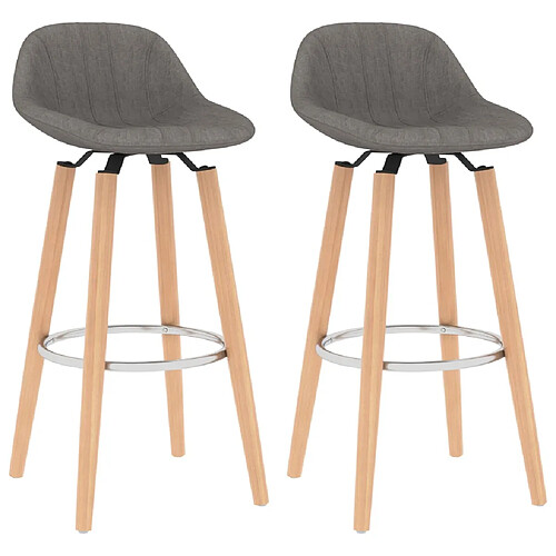 vidaXL Tabourets de bar lot de 2 gris clair tissu