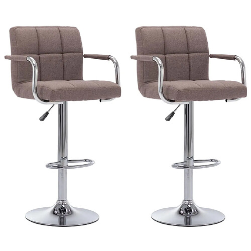 vidaXL Chaises de bar lot de 2 taupe tissu