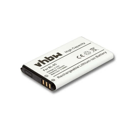 vhbw Batterie remplacement pour Nokia BL-5CA pour smartphone (700mAh, 3,7V, Li-ion)