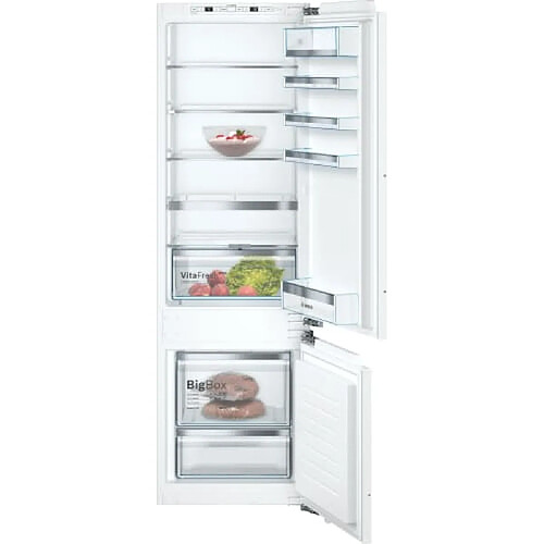 Bosch KIS87AFE0 Réfrigérateur Congélateur en Bas 272L 36dB Verre Blanc