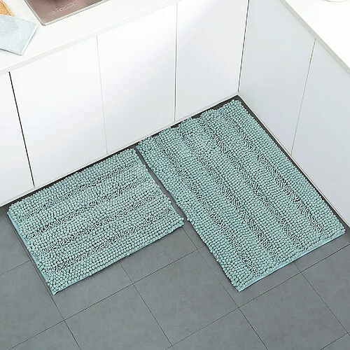 LUUCOZK Tapis de bain antidérapants absorbants à séchage rapide, tapis de décoration de salle de bain-vert clair-51x81cm