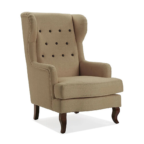 Versa Fauteuil pour salon ou chambre, Canapé confortable Botones 68x62x103cm,Coton et bois, Marron