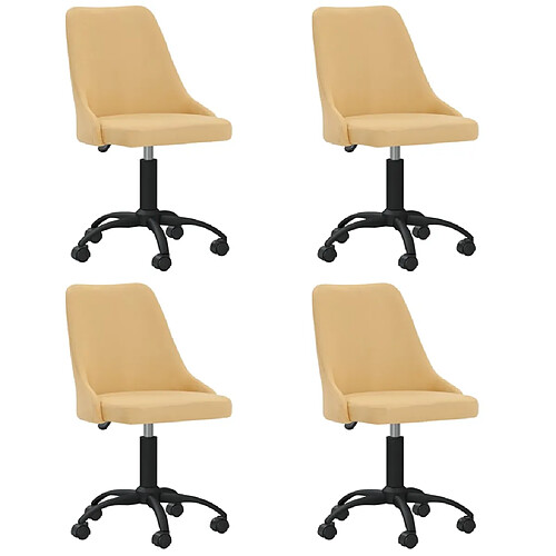 vidaXL Chaises pivotantes à manger lot de 4 jaune tissu