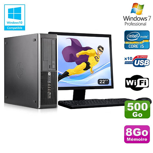 Lot PC HP Elite 8300 SFF I5-3470 3.2GHz 8Go 500Go Graveur Wifi W7 + Ecran 22" · Occasion