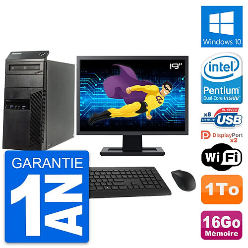 PC Tour Lenovo M83 Ecran 19" Intel G3220 RAM 16Go Disque Dur 1To Windows 10 Wifi · Occasion