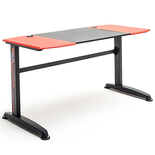 Pegane Bureau d'ordinateur / Table de jeu coloris noir et rouge - Longueur 140 x Hauteur 72 x Profondeur 65 cm