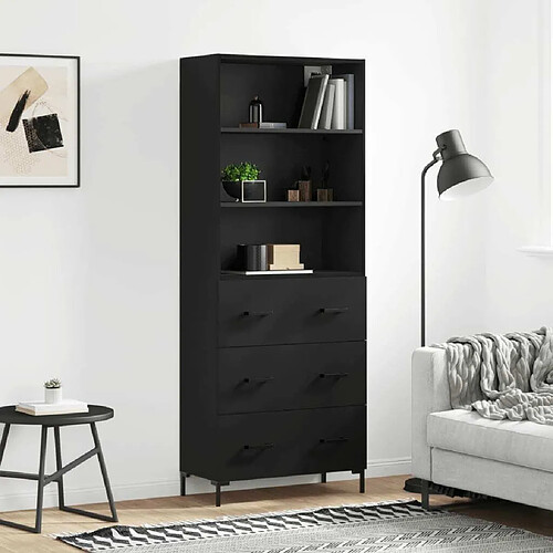 Maison Chic Buffet,Meuble de Rangement,commode pour salon,Cuisine Noir 69,5x34x180 cm Bois d'ingénierie -MN70009