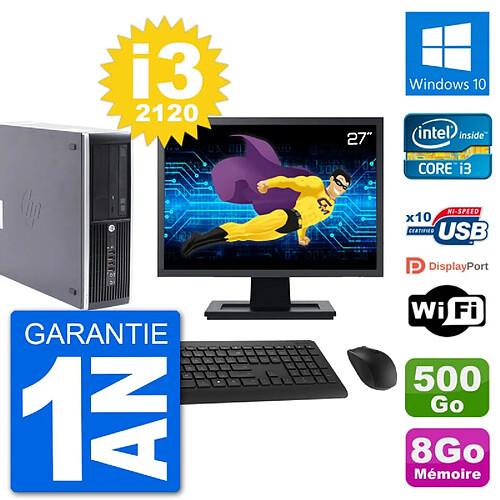 PC HP Compaq Pro 6300 SFF Ecran 27" i3-2120 RAM 8Go Disque 500Go Windows 10 Wifi · Occasion