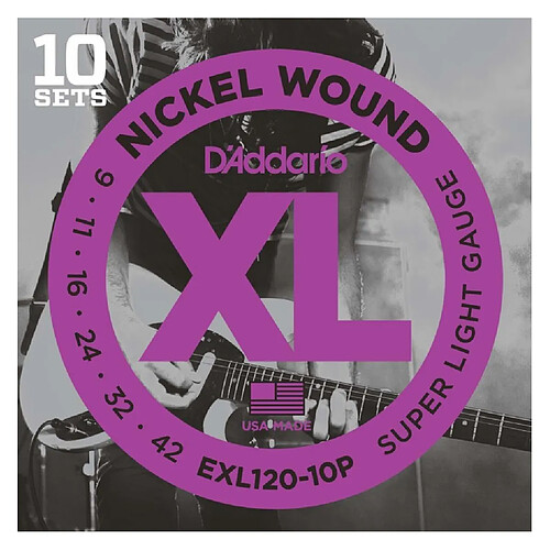 10 Jeux D'addario EXL120 - cordes guitare électrique