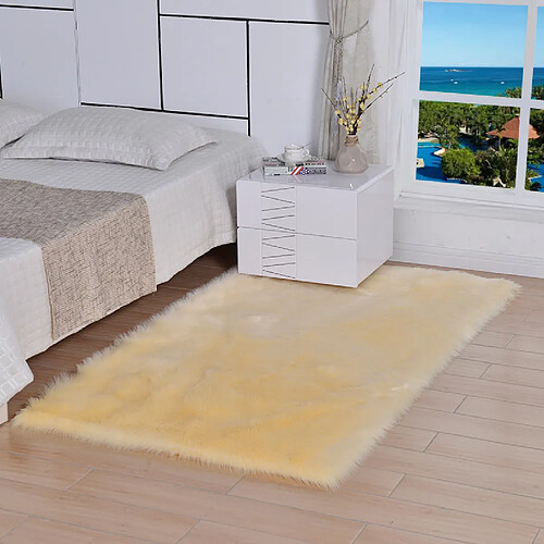 LUUCOZK Tapis Moelleux en Fausse Fourrure Tapis Shaggy pour Chambre à Coucher Salon-Jaune Clair-30x50 cm