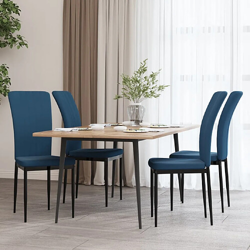 vidaXL Chaises à manger lot de 4 Bleu Velours