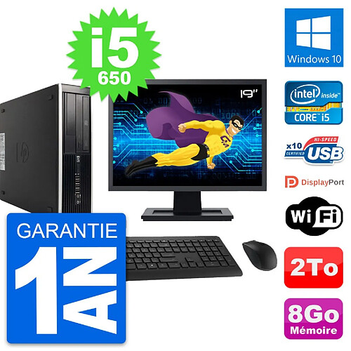 PC HP 8100 SFF Ecran 19" Intel Core i5-650 RAM 8Go Disque 2To Windows 10 Wifi · Occasion