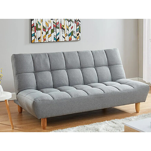 Vente-Unique Canapé 3 places convertible clic clac en tissu gris ESTEBAN