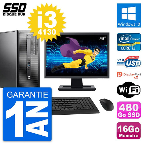 PC Tour HP ProDesk 600 G1 Ecran 19" i3-4130 RAM 16Go SSD 480Go Windows 10 Wifi · Occasion