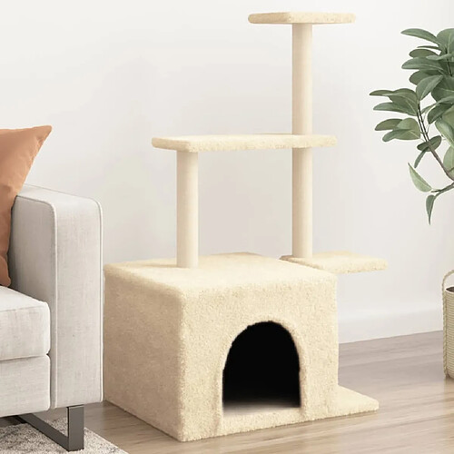 Arbre à chat avec griffoirs,niche pour chat en sisal crème 110 cm -MN79966