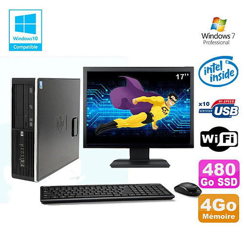 Lot PC HP 8100 SFF G6950 2,8 GHz 4Go 480Go SSD Wifi Graveur W7 Pro Ecran 17" · Occasion