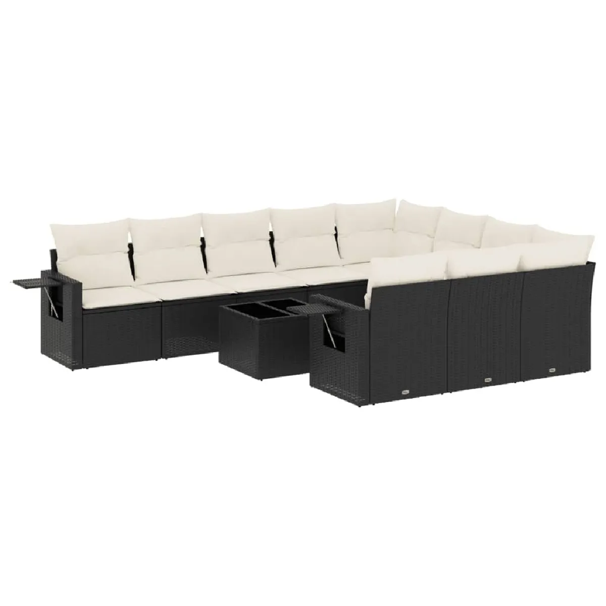 Maison Chic Salon de jardin 11 pcs avec coussins | Ensemble de Table et chaises | Mobilier d'Extérieur noir résine tressée -GKD12152