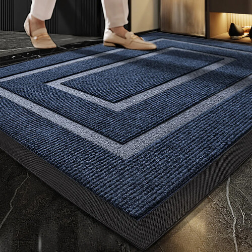 LUUCOZK Tapis de porte avant antidérapant pour entrée intérieure – Bleu-60x90cm